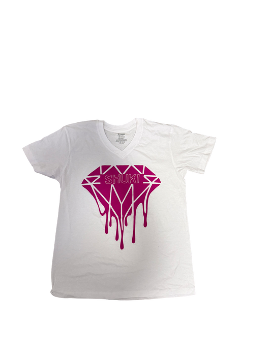 Shuki Diamond V-Neck T-Shirt - Magenta